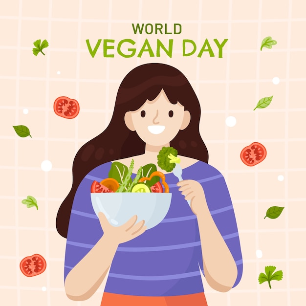 Illustrazione piatta per la giornata mondiale dei vegetariani