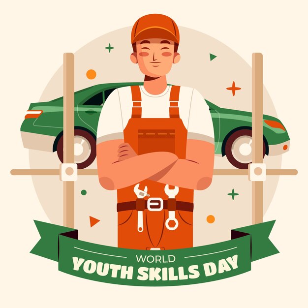 Flat illustration for world youth skills day awareness