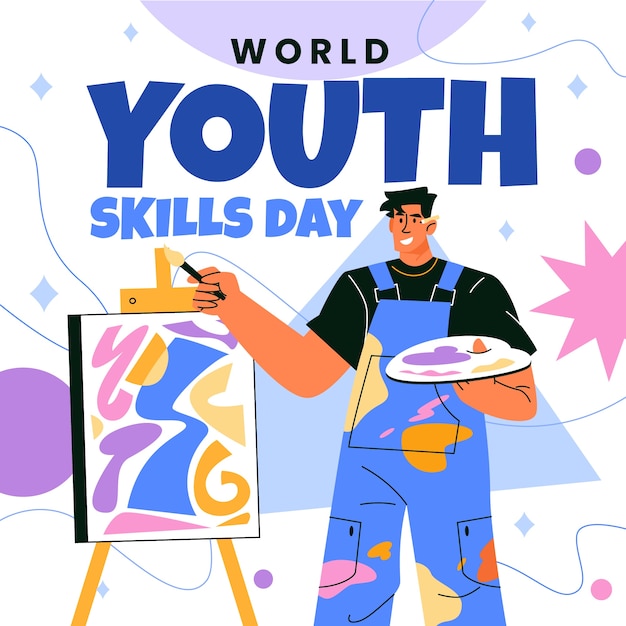 Free vector flat illustration for world youth skills day celebration