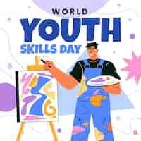 Free vector flat illustration for world youth skills day celebration