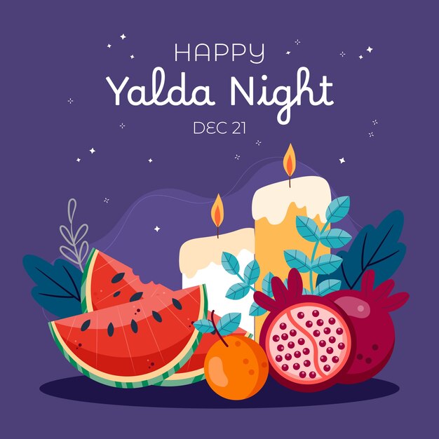 flat illustration for yalda night celebration
