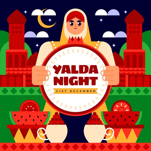 Flat illustration for yalda night festival