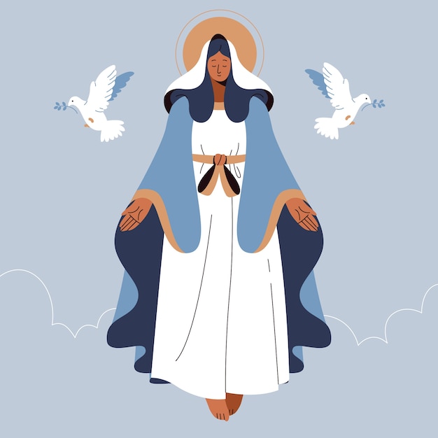 Free vector flat immaculate conception illustration