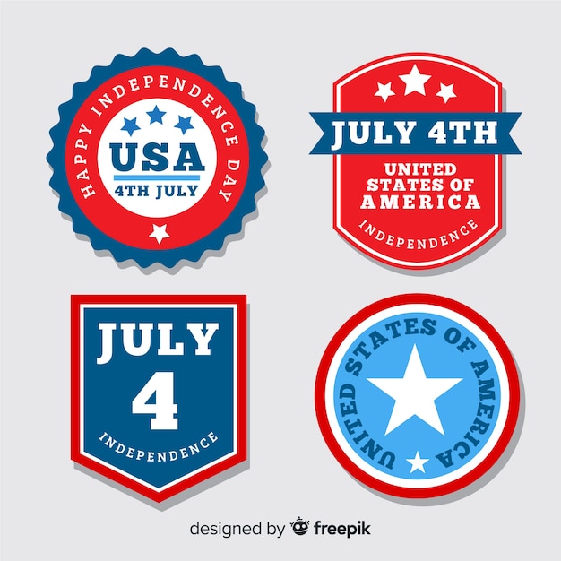 Free vector flat independence day badge collection