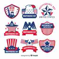 Free vector flat independence day badge collection