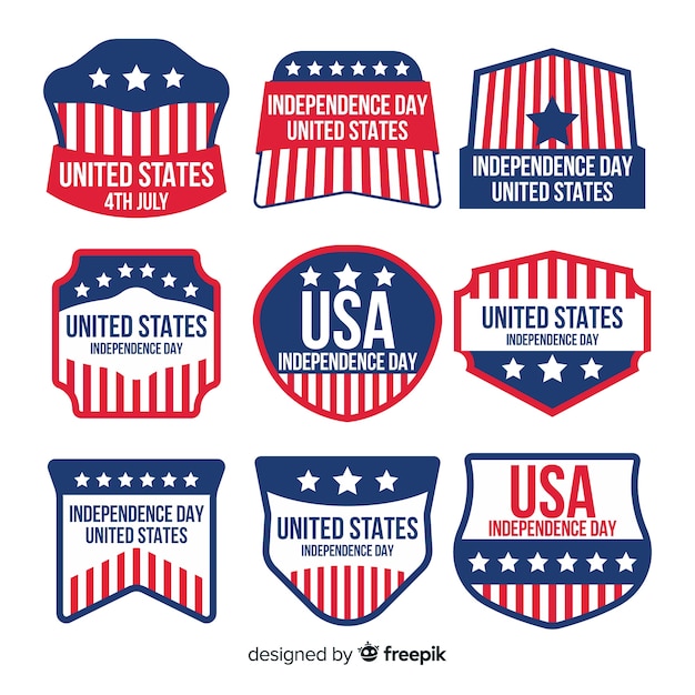 Free vector flat independence day badge collection