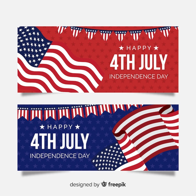 Flat independence day banners