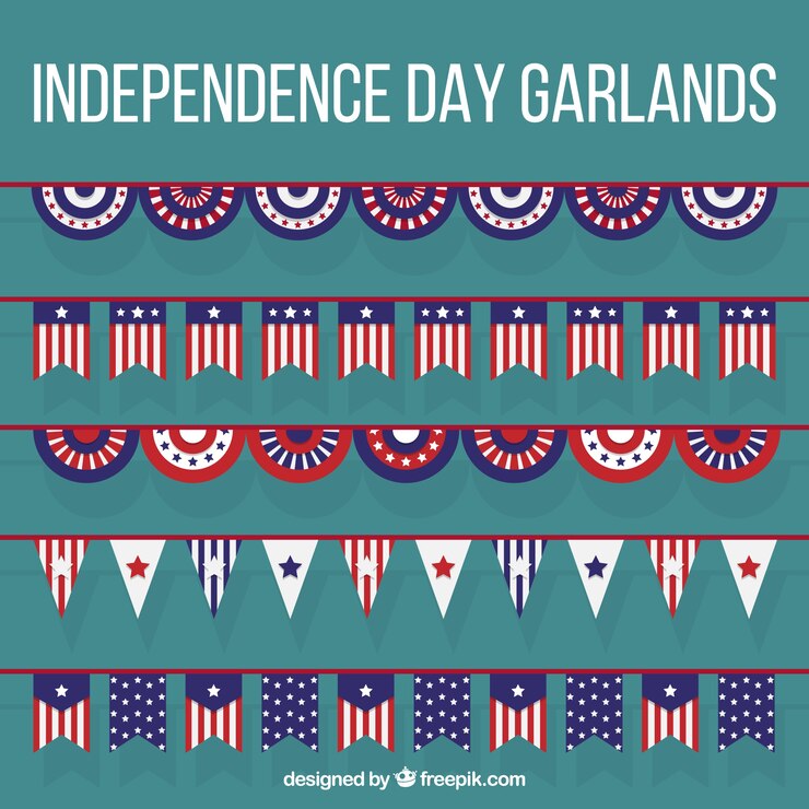 Free Vector flat independence day garlands set