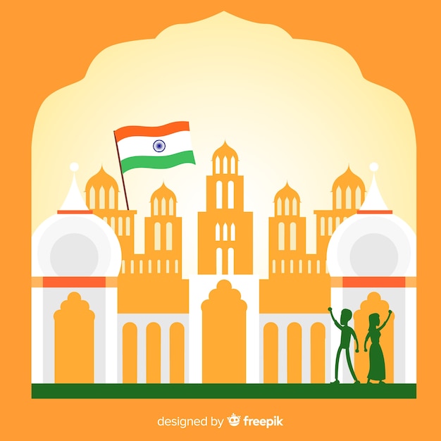 Flat india independence day background