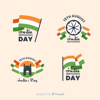 Плоская коллекция значка дня независимости индии