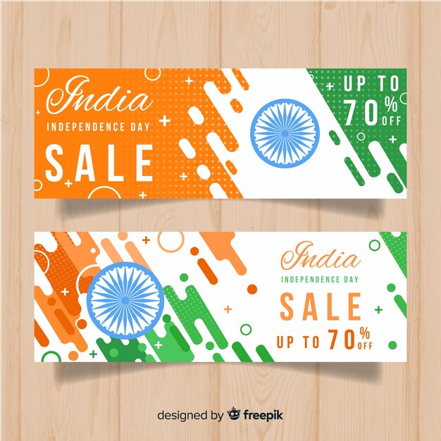 Плоские баннеры День независимости Индии