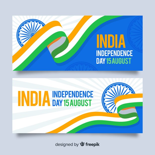 Flat india independence day banners