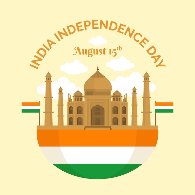 Vettore gratuito illustrazione piatta del giorno dell'indipendenza dell'india