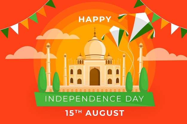 Flat india independence day illustration