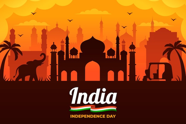 Flat india independence day illustration Free Vector