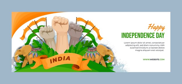 Free vector flat india independence day social media cover template