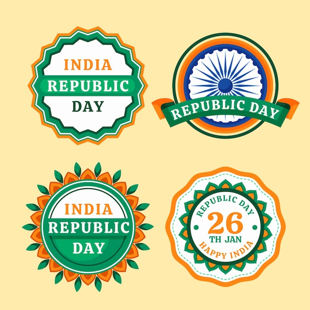 Free vector flat india republic day labels collection