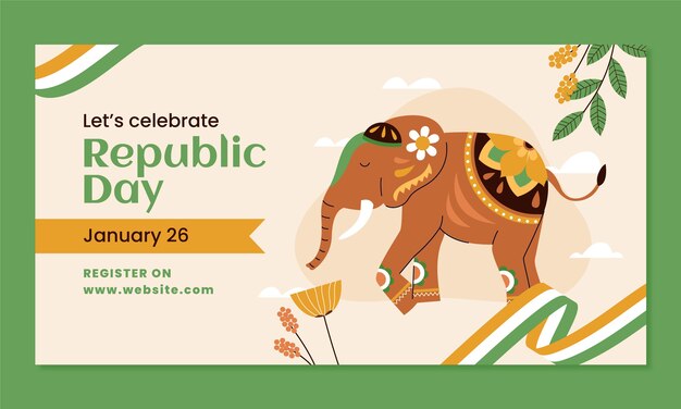 Flat india republic day social media promo template