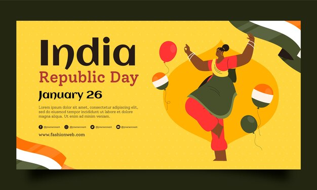 Flat india republic day social media promo template