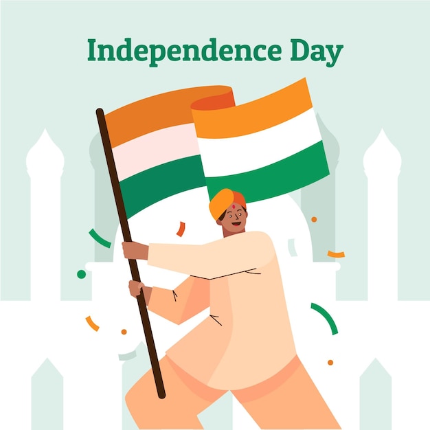 Flat indian independence day illustration