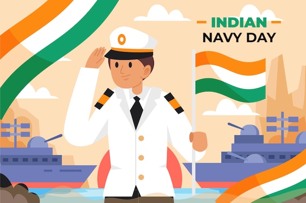 Плоский фон день военно-морского флота Индии