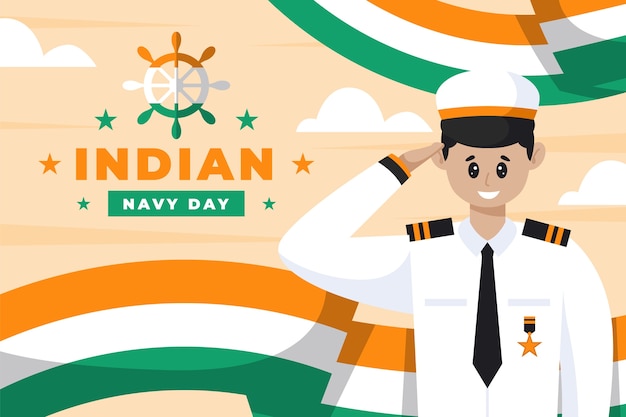 Плоский фон день военно-морского флота Индии