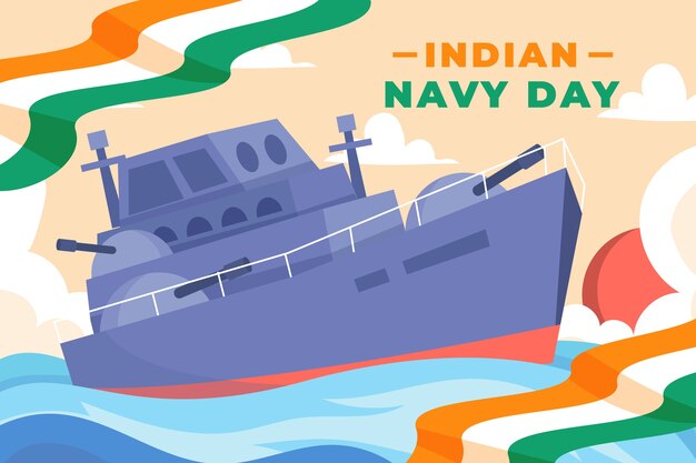 フラットインド海軍の日のイラスト