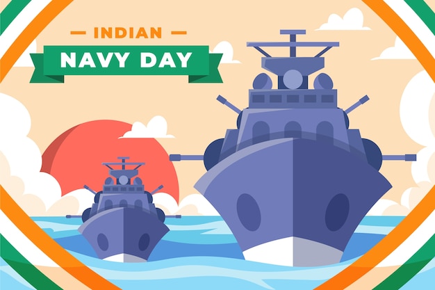 Flat indian navy day illustration