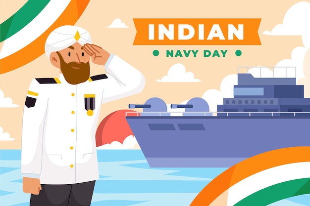 フラットインド海軍の日のイラスト