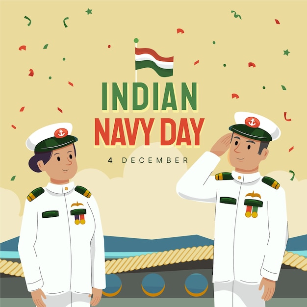 Flat indian navy day illustration