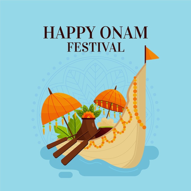 Free vector flat indian onam celebration illustration