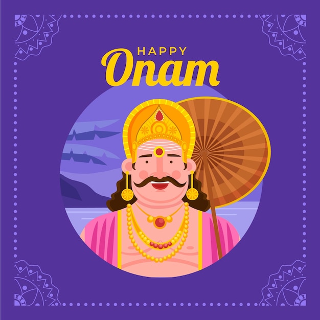 Flat indian onam illustration