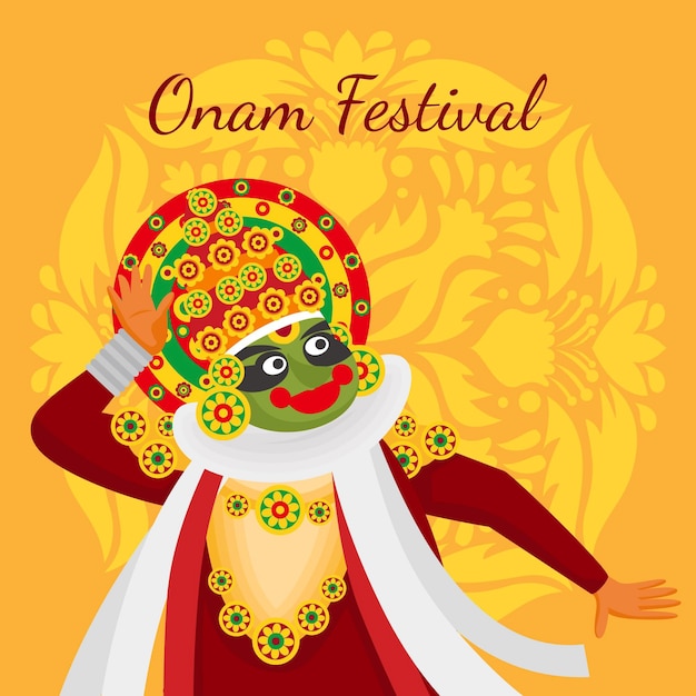 Free vector flat indian onam illustration