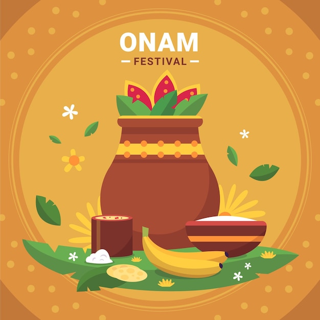 Free vector flat indian onam illustration