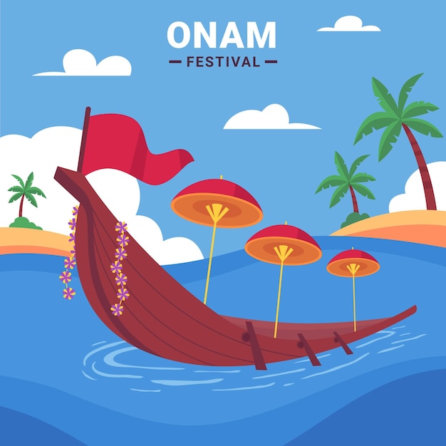 Free vector flat indian onam illustration