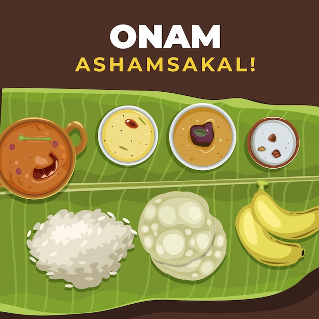 Flat indian onam illustration