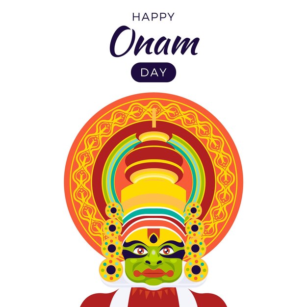 Flat indian onam illustration