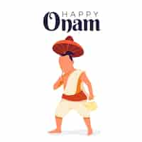 Vettore gratuito illustrazione di onam indiano piatto