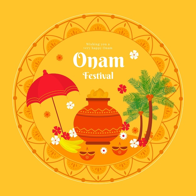Free Vector flat indian onam illustration