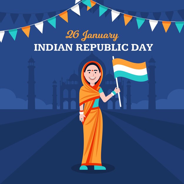 Flat indian republic day concept