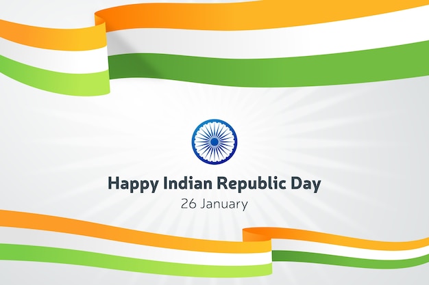 Free vector flat indian republic day with ribbons