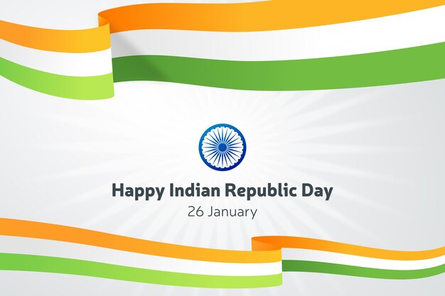 Flat indian republic day with ribbons