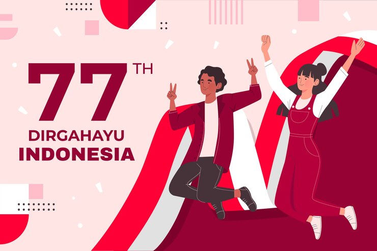 Free Vector flat indonesia independence day background with people jumping