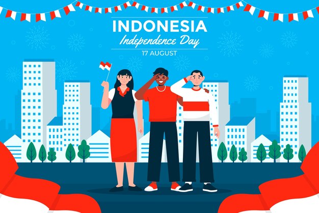 Flat indonesia independence day background