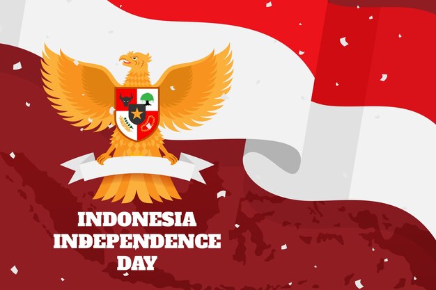 Flat indonesia independence day background