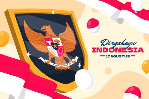 Flat indonesia independence day background