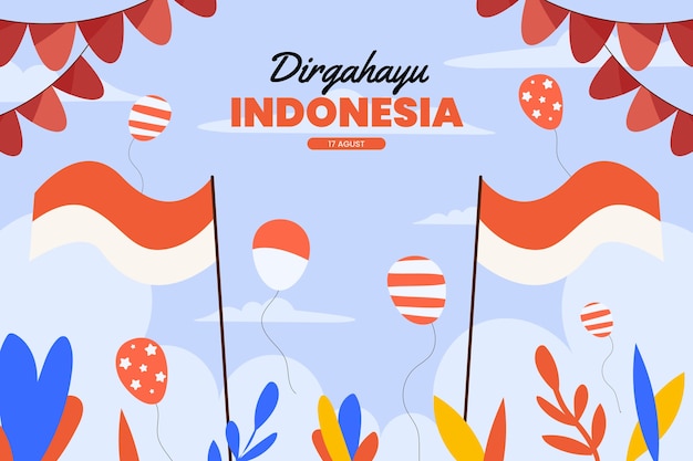 Flat indonesia independence day background