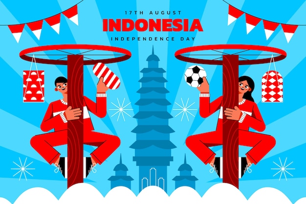 Flat indonesia independence day background