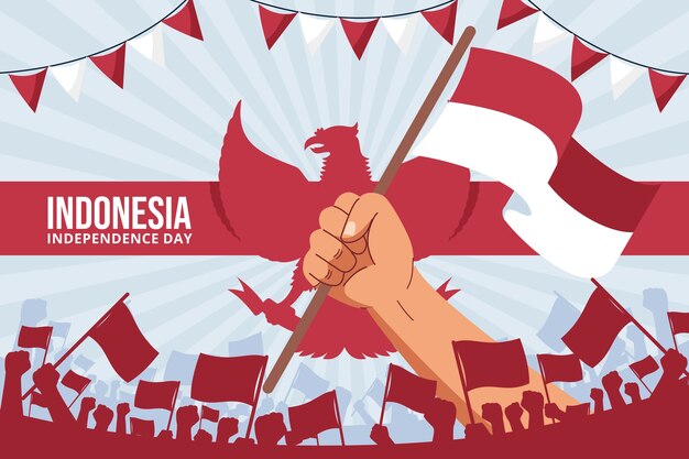 Flat indonesia independence day backgrounder template