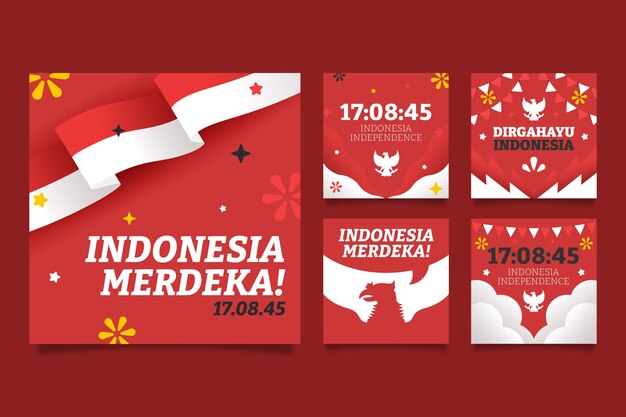 Flat indonesia independence day instagram stories collection
